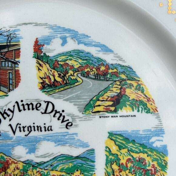 Vintage Sklyline Drive Virginia Souvenir Plate Knowels Shenandoah National Park - Picture 5 of 8
